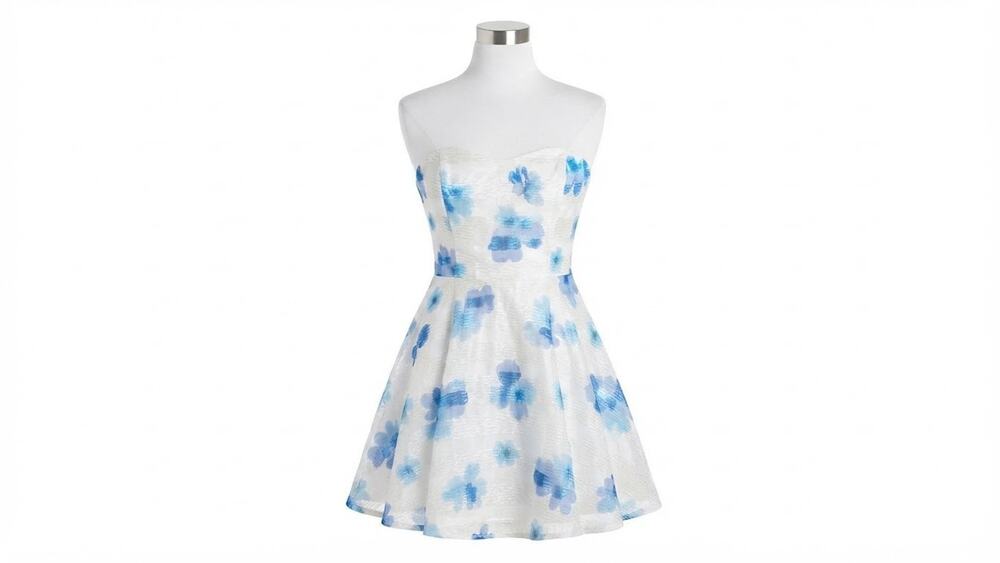 White Floral Mini Dress Strapless Princess Fairy